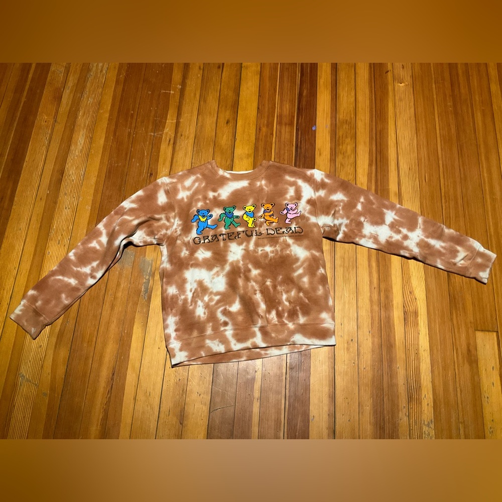 Grateful Dead Orange & White Tie-Dye Crewneck with Dancing Bears